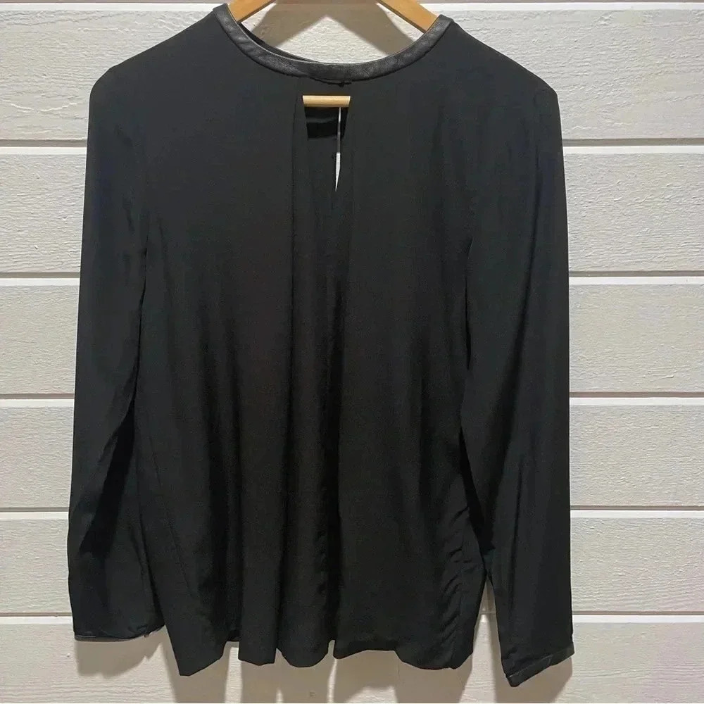 NWT Club Monaco Roanna Leather Trim Silk Blouse
Black SP / fits medium - Picture 6 of 8
